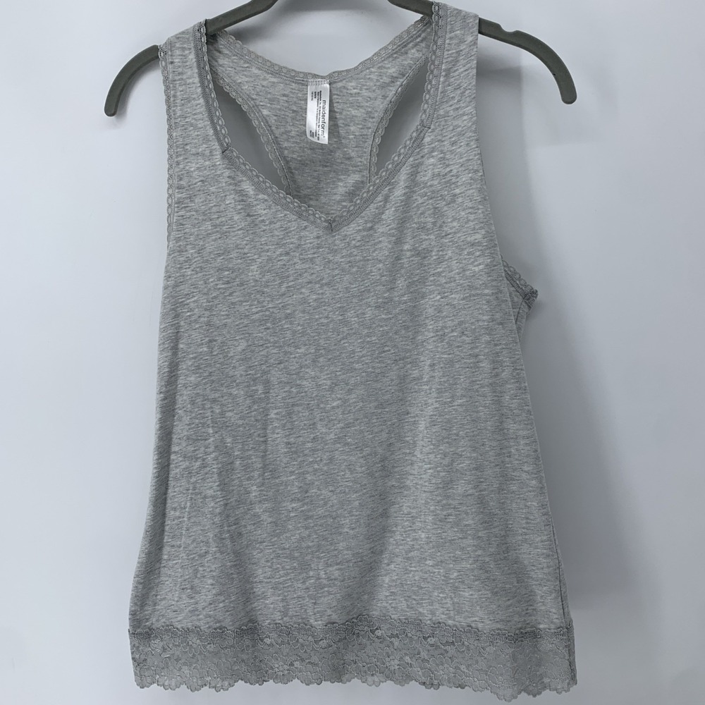 Maidenform Gray  Lace Trim Camisole Tank Top Racer Back Medium